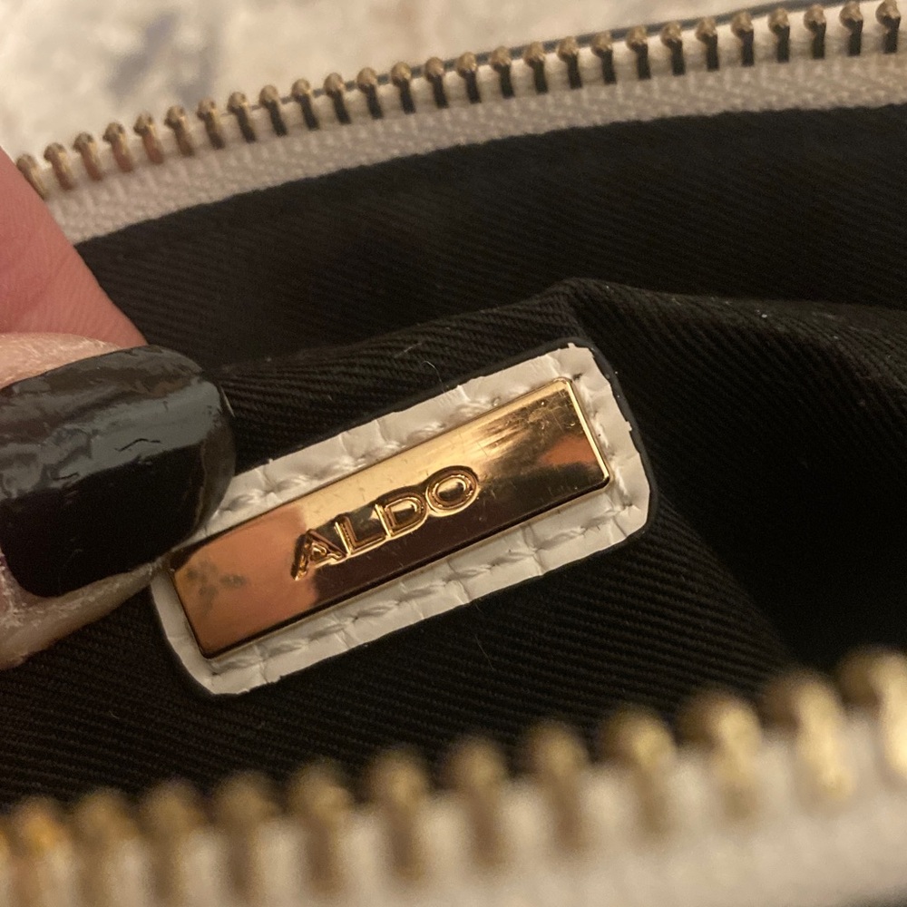 🫶🏻🫶🏻ALDO Elegant White Croc-Embossed Handbag with Bamboo PLASTIC Handles - Picture 5 of 6